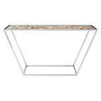Semi-Precious White Agate Top Console Table in Polished Stainless Steel, Vita