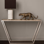 Semi-Precious White Agate Top Console Table in Polished Stainless Steel, Vita