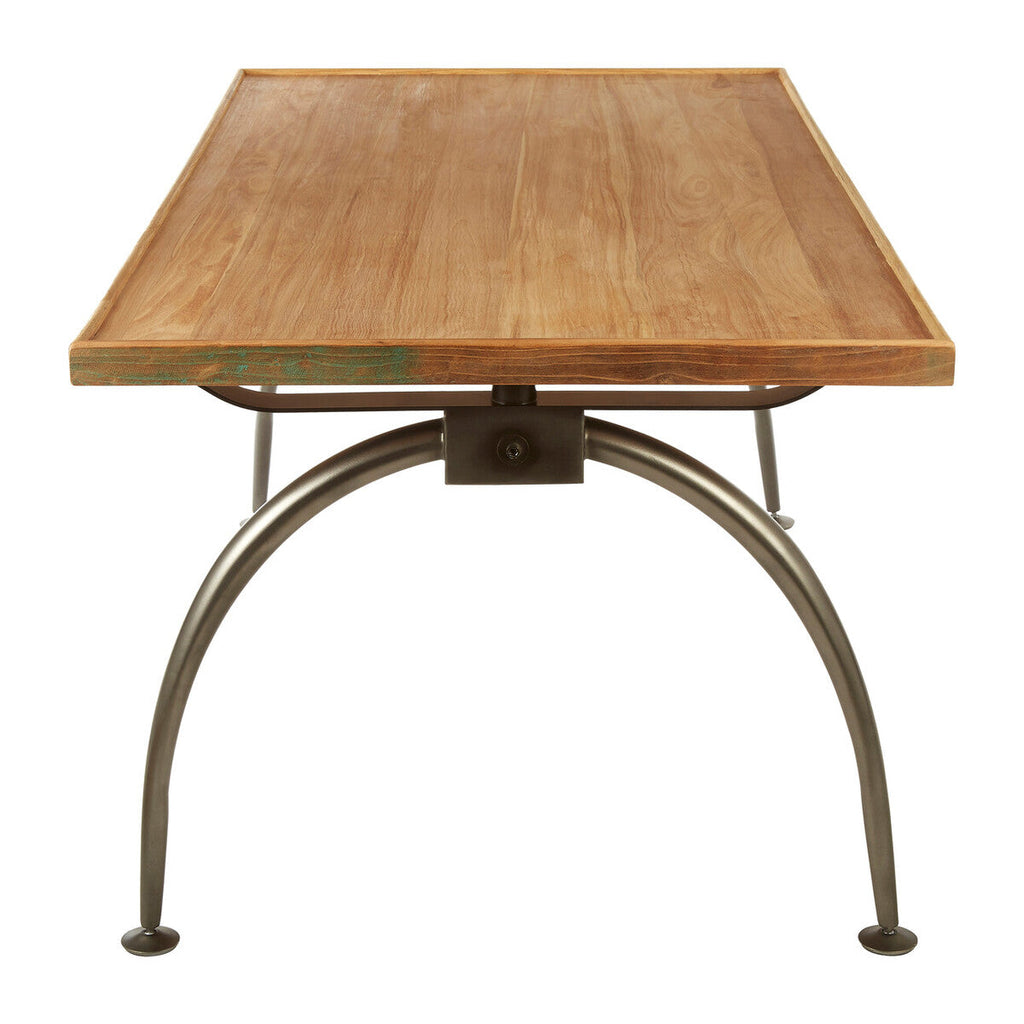Natural Elm Wood Top Dining Table with Metal Frame | New Foundry