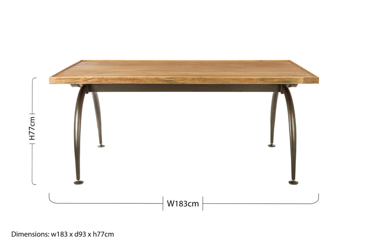Natural Elm Wood Top Dining Table with Metal Frame | New Foundry