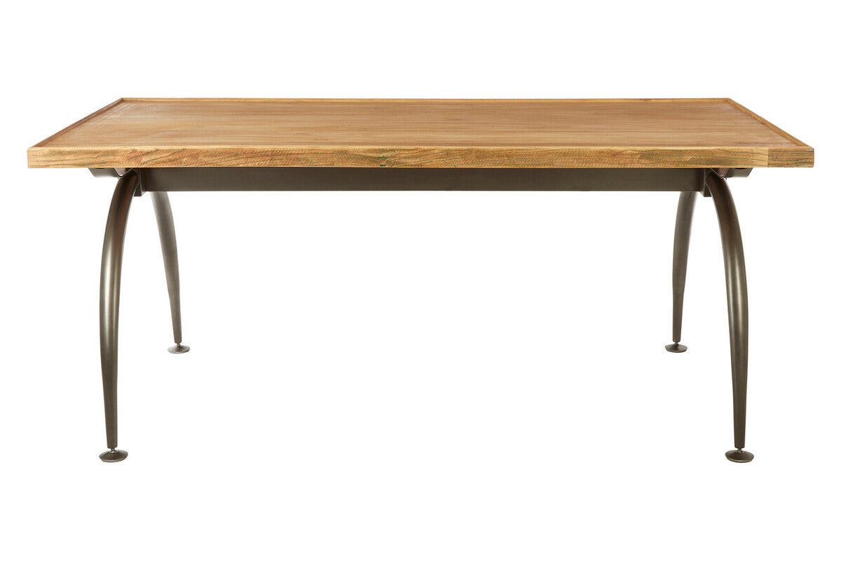 Natural Elm Wood Top Dining Table with Metal Frame | New Foundry