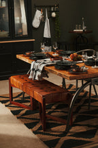 Natural Elm Wood Top Dining Table with Metal Frame | New Foundry