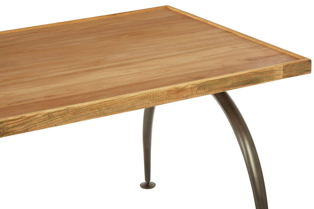 Natural Elm Wood Top Dining Table with Metal Frame | New Foundry