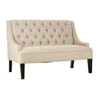 High Back Natural Linen Bench | Doucet