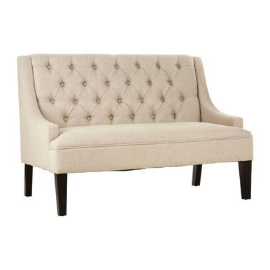 High Back Natural Linen Bench | Doucet