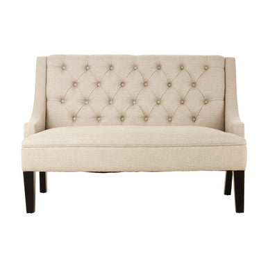 High Back Natural Linen Bench | Doucet
