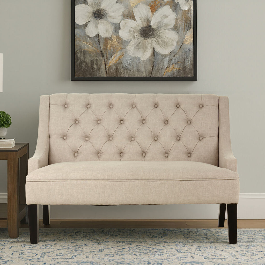 High Back Natural Linen Bench | Doucet