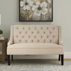 High Back Natural Linen Bench | Doucet