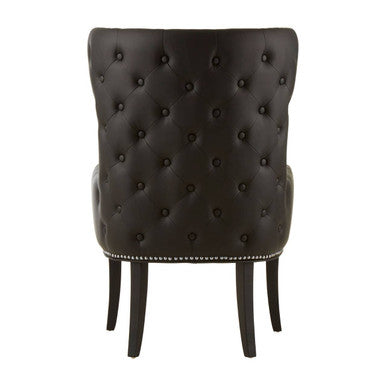 Natural Fabric Armchair with Black Leather Effect Back | Doucet