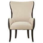 Natural Fabric Armchair with Black Leather Effect Back | Doucet