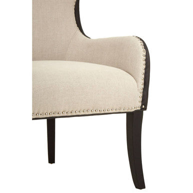 Natural Fabric Armchair with Black Leather Effect Back | Doucet