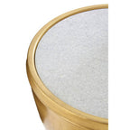 Gold Metallic Finish Side Table with Natural White Marble Top and Tapered Legs | Crest