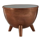 Copper Metallic Finish Coffee Table with Natural White Marble Top and Tapered Legs | Crest