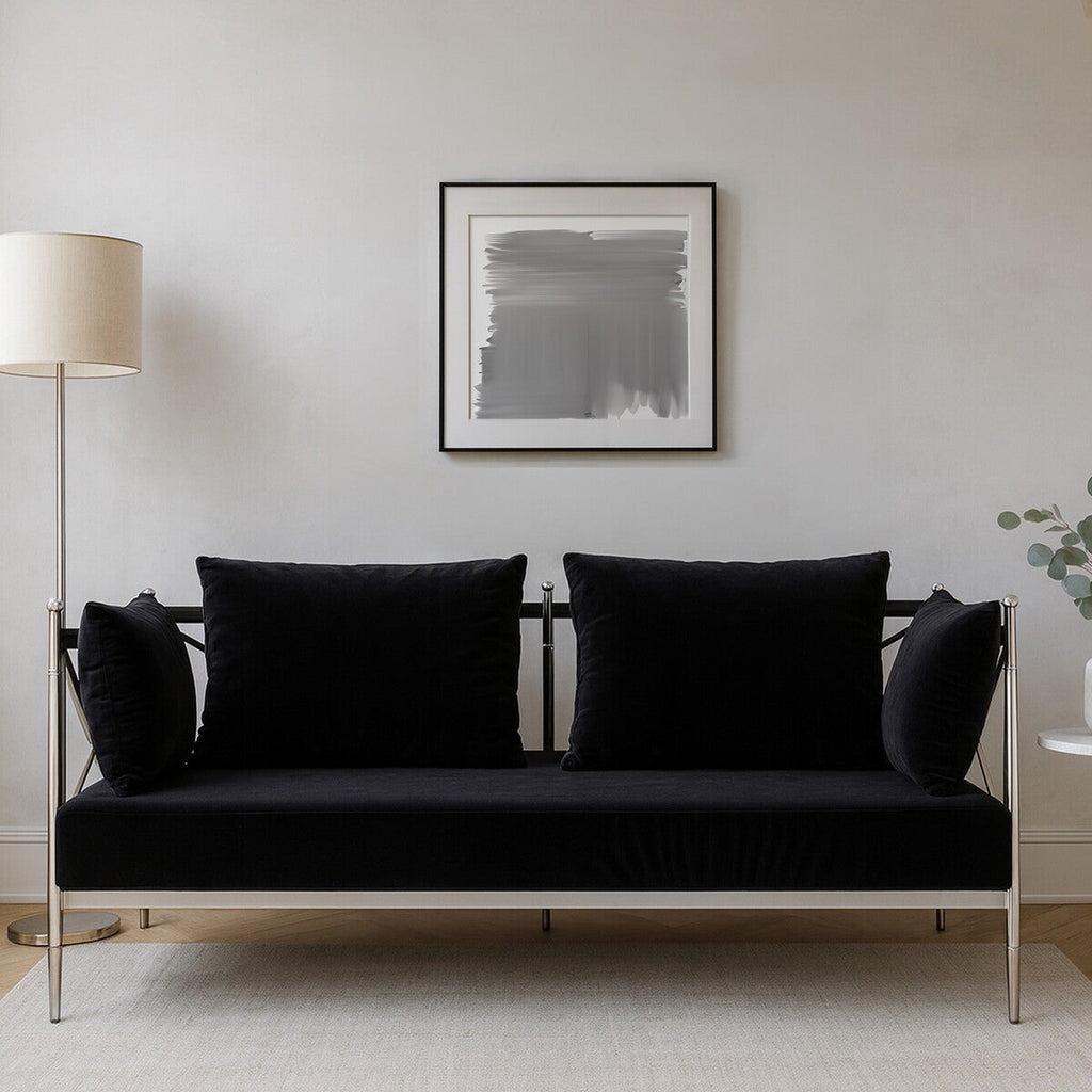2 Seater Sofa with Silver Lattice Arms | Novo