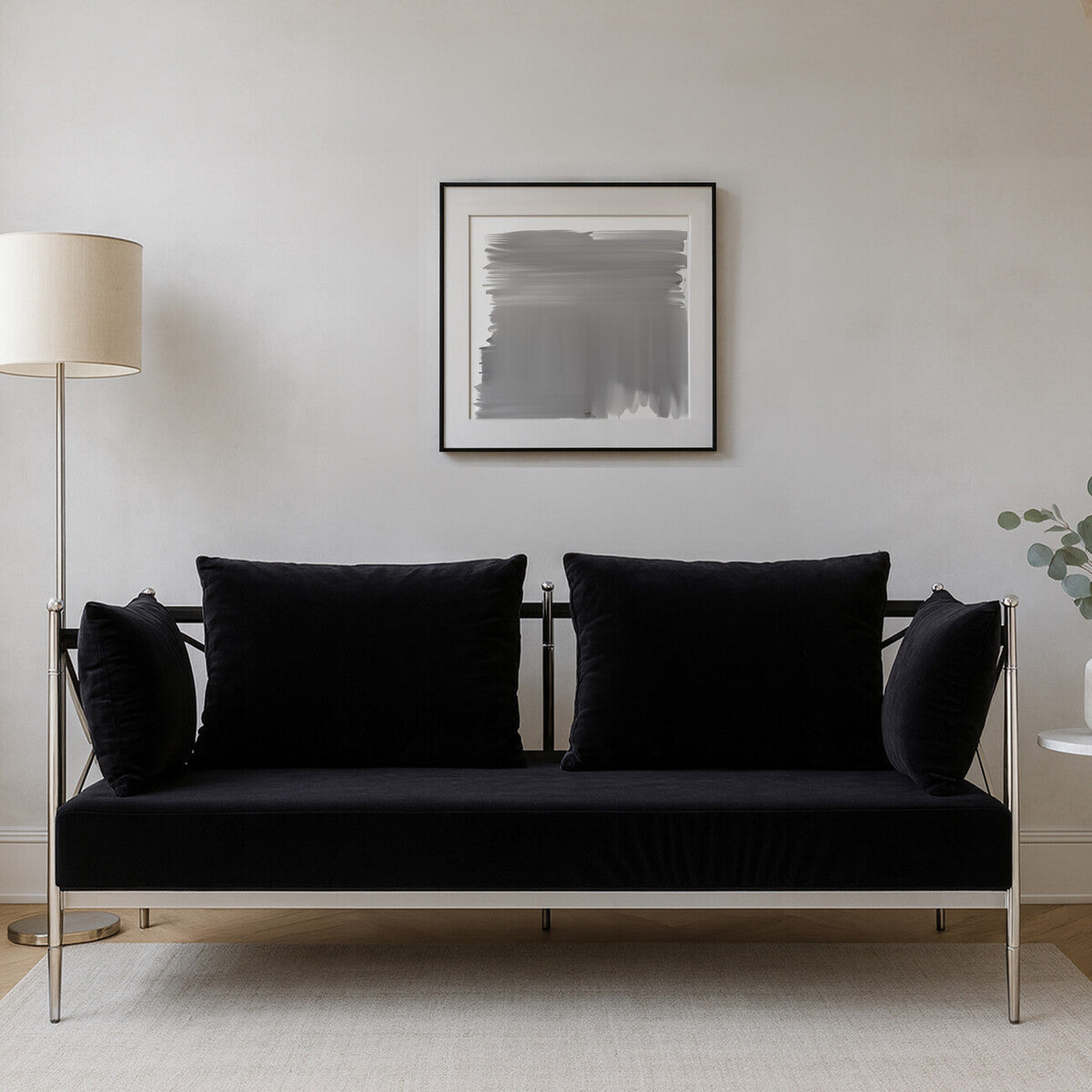 2 Seater Sofa with Silver Lattice Arms | Novo