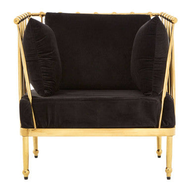 Chair with Gold Finish Tapered Arms | Novo