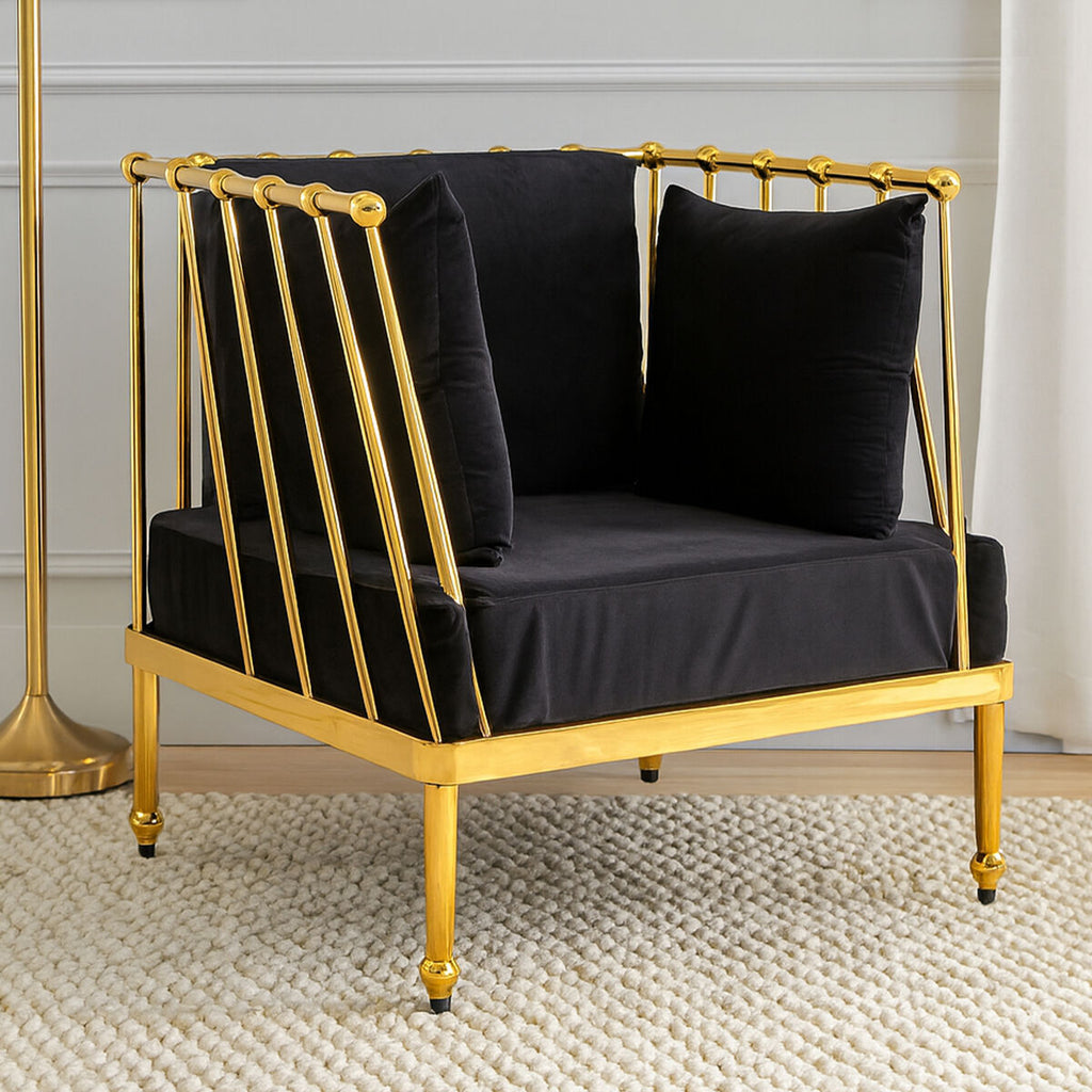 Chair with Gold Finish Tapered Arms | Novo