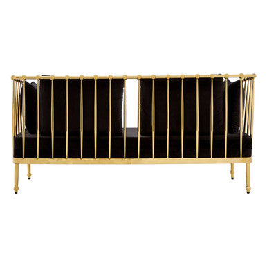2 Seater Gold Finish Tapered Arms Sofa | Novo