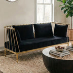 2 Seater Gold Finish Tapered Arms Sofa | Novo