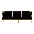 3 Seater Gold Finish Tapered Arms Sofa | Novo