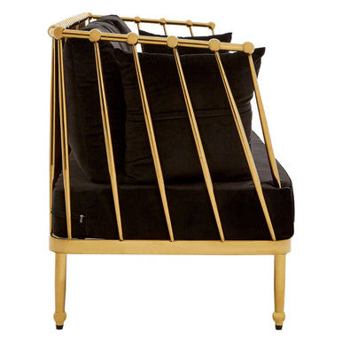 3 Seater Gold Finish Tapered Arms Sofa | Novo