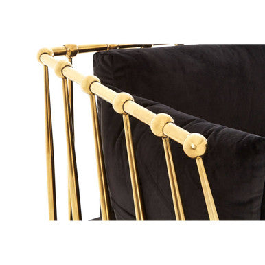 3 Seater Gold Finish Tapered Arms Sofa | Novo