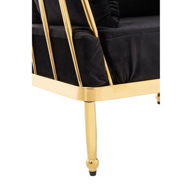 3 Seater Gold Finish Tapered Arms Sofa | Novo