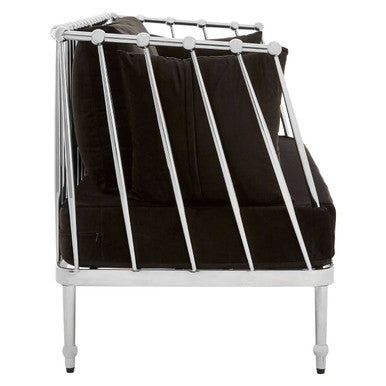 2 Seater Silver Finish Tapered Arms Sofa | Novo