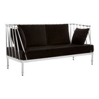 2 Seater Silver Finish Tapered Arms Sofa | Novo