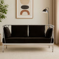 2 Seater Silver Finish Tapered Arms Sofa | Novo