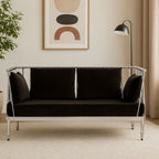 2 Seater Silver Finish Tapered Arms Sofa | Novo