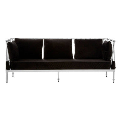 3 Seater Silver Finish Tapered Arms Sofa, Novo