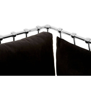 3 Seater Silver Finish Tapered Arms Sofa, Novo