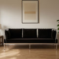 3 Seater Silver Finish Tapered Arms Sofa, Novo