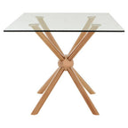 Clear Tempered Glass Top Dining Table with Rose Gold Metallic Sphere Base | Novo