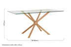 Clear Tempered Glass Top Dining Table with Rose Gold Metallic Sphere Base | Novo
