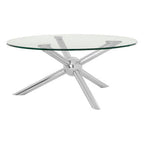 Round Silver Coffee Table with Tempered Glass Top | Novo