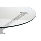Round Silver Coffee Table with Tempered Glass Top | Novo
