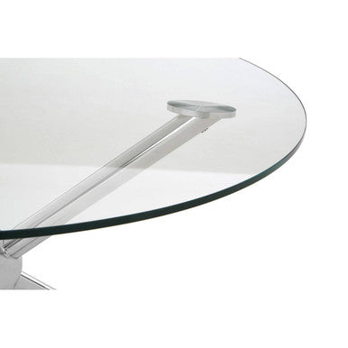 Round Silver Coffee Table with Tempered Glass Top | Novo