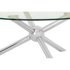 Round Silver Coffee Table with Tempered Glass Top | Novo