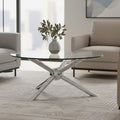 Round Silver Coffee Table with Tempered Glass Top | Novo