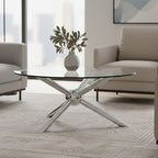 Round Silver Coffee Table with Tempered Glass Top | Novo