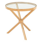 Round Rose Gold Side Table with Tempered Glass Top | Novo