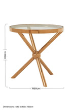Round Rose Gold Side Table with Tempered Glass Top | Novo