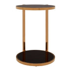 Gold 2 Tier Side Table with Black Tempered Glass | Novo