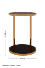 Gold 2 Tier Side Table with Black Tempered Glass | Novo
