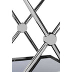 2 Tier Silver and Black Trolley with Glass Top in Cross Design | Novo