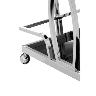 Black Glass and Silver Frame 2 Tier Trolley | Novo