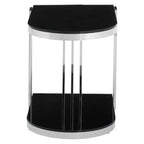 Art Deco Silver Metal Frame U-Shaped Side Table with Glass Top, Novo