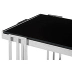 Art Deco Silver Metal Frame U-Shaped Side Table with Glass Top, Novo